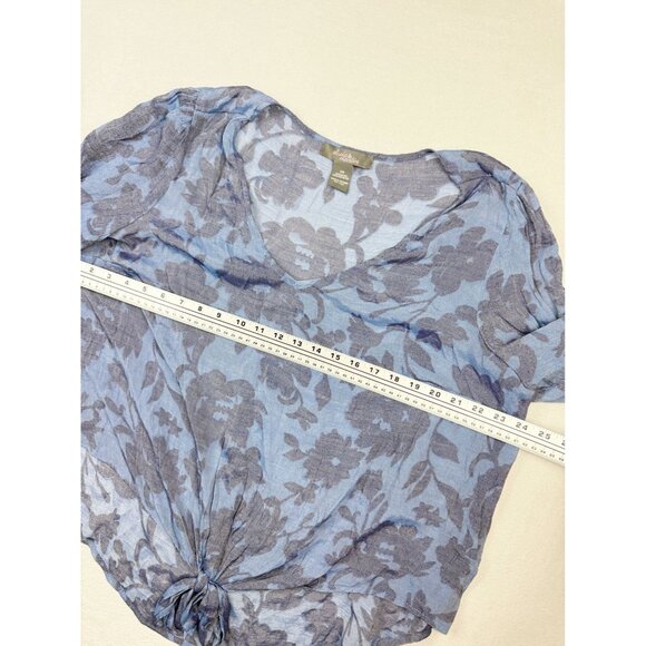 OLIVIA & MARTIN Sheer Floral Rayon Tie Bottom Top Size‎ 2X Womens Blue - Picture 5 of 6